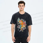 Unisex Multicolor Octopus Graffiti Printed Washed Tee