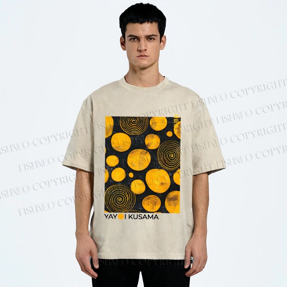 Unisex Yayoi Kusama Tree Rings Printed Washed Tee
