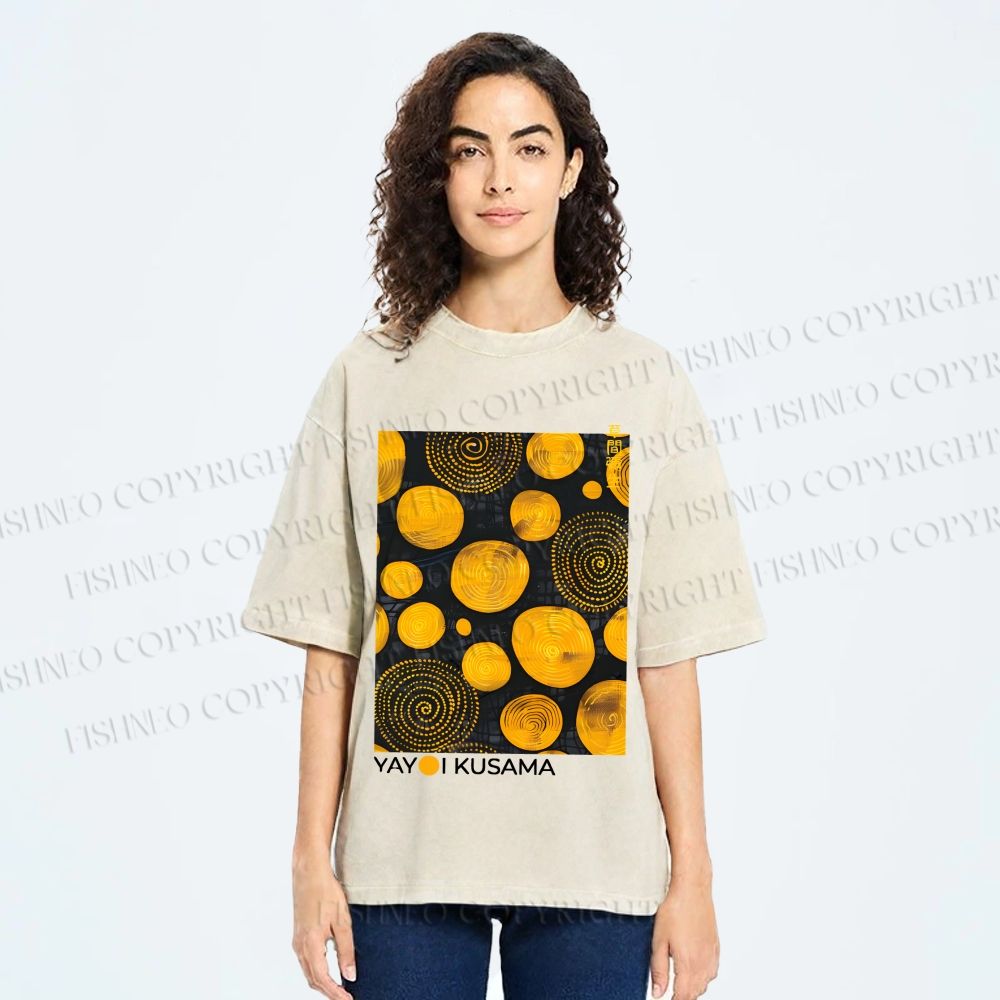 Unisex Yayoi Kusama Tree Rings Printed Washed Tee