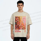 Unisex Yayoi Kusama Pinky Dots Graffiti Printed Washed Tee