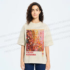 Unisex Yayoi Kusama Pinky Dots Graffiti Printed Washed Tee