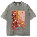 Unisex Yayoi Kusama Pinky Dots Graffiti Printed Washed Tee