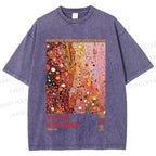 Unisex Yayoi Kusama Pinky Dots Graffiti Printed Washed Tee