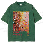 Unisex Yayoi Kusama Pinky Dots Graffiti Printed Washed Tee