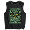 Unisex Library Week Poster Owl Vintage Printed Washed Tank Top