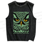 Unisex Library Week Poster Owl Vintage Printed Washed Tank Top