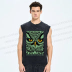 Unisex Library Week Poster Owl Vintage Printed Washed Tank Top