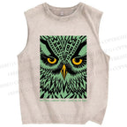 Unisex Library Week Poster Owl Vintage Printed Washed Tank Top