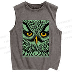 Unisex Library Week Poster Owl Vintage Printed Washed Tank Top