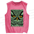 Unisex Library Week Poster Owl Vintage Printed Washed Tank Top