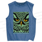 Unisex Library Week Poster Owl Vintage Printed Washed Tank Top