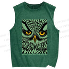 Unisex Library Week Poster Owl Vintage Printed Washed Tank Top