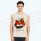 Unisex Silly Tiger Drive Me Crazy Printed Washed Tank Top