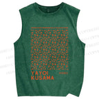 Unisex Yayoi Kusama Dots Graffiti Printed Washed Tank Top