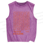 Unisex Yayoi Kusama Dots Graffiti Printed Washed Tank Top