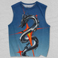 Unisex Sliver Dragon in Sky Printed Tank Top