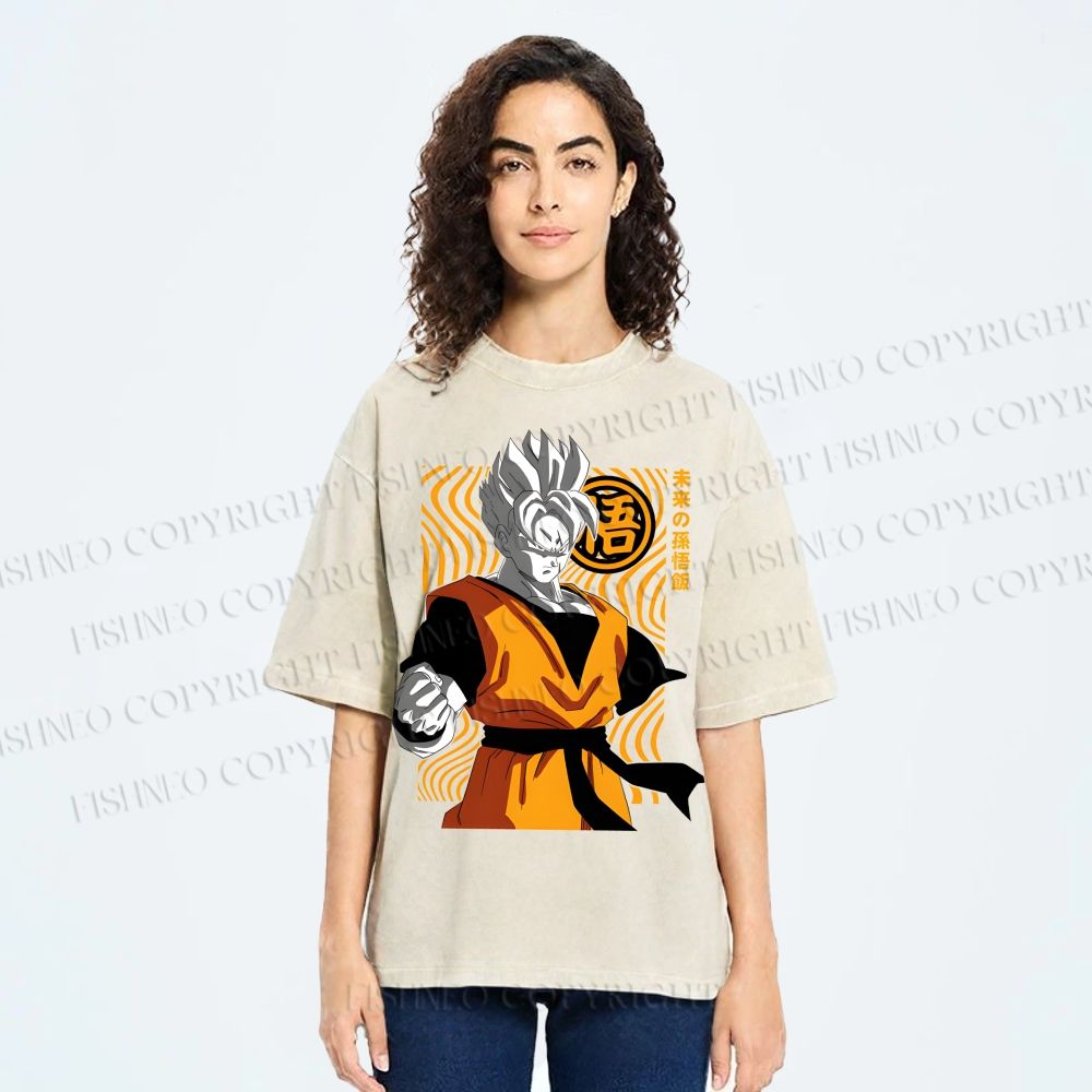 Unisex Dragon Ball Future Gohan Printed Washed Tee