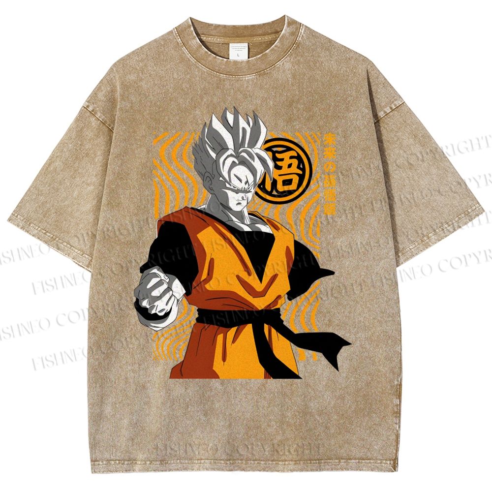 Unisex Dragon Ball Future Gohan Printed Washed Tee