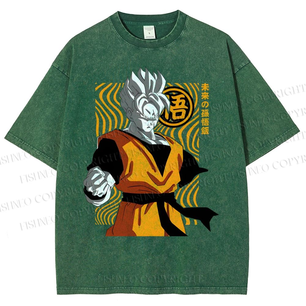 Unisex Dragon Ball Future Gohan Printed Washed Tee