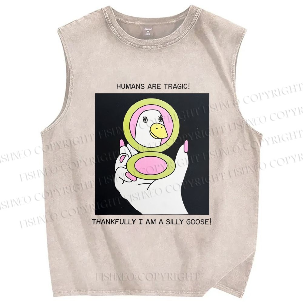Unisex Silly Goose Printed Washed Tank Top