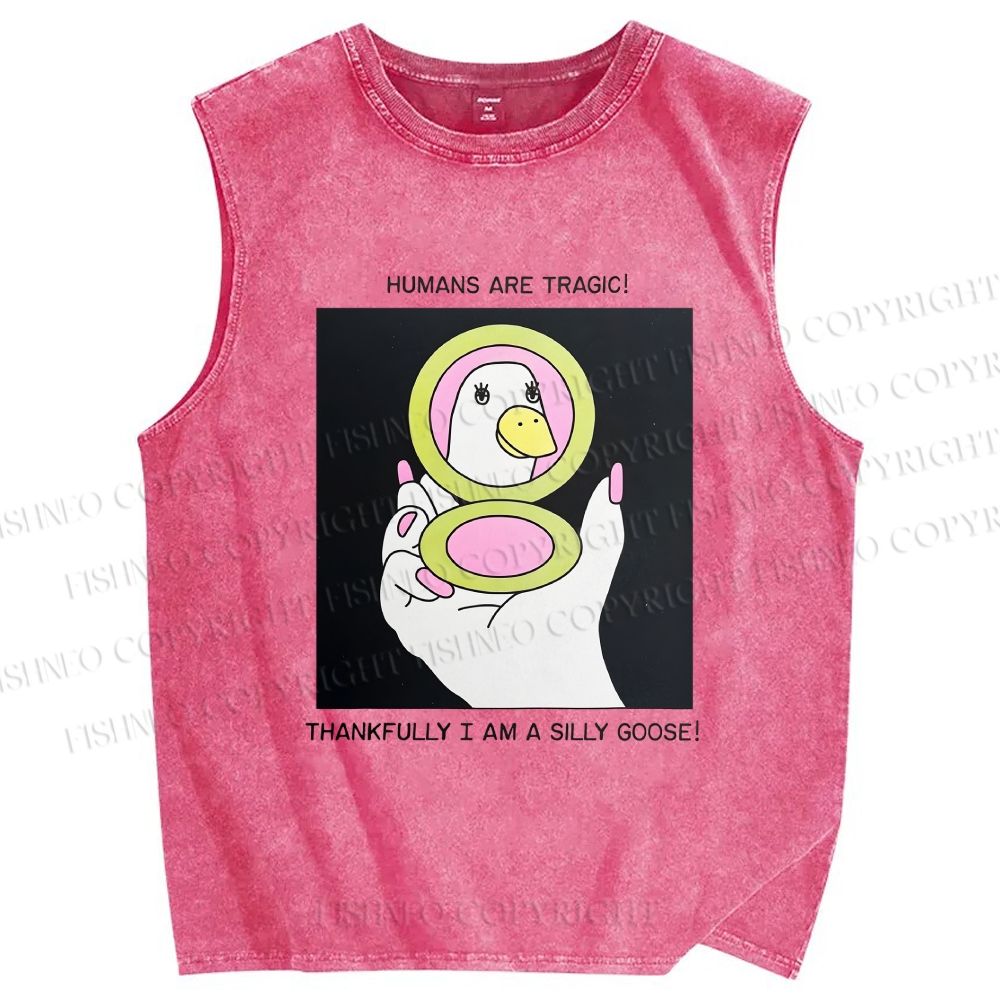 Unisex Silly Goose Printed Washed Tank Top