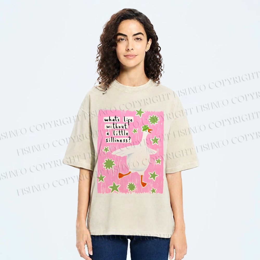 Unisex Silliness Goose Printed Washed Tee
