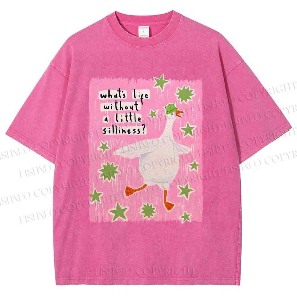 Unisex Silliness Goose Printed Washed Tee