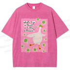 Unisex Silliness Goose Printed Washed Tee