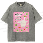 Unisex Silliness Goose Printed Washed Tee