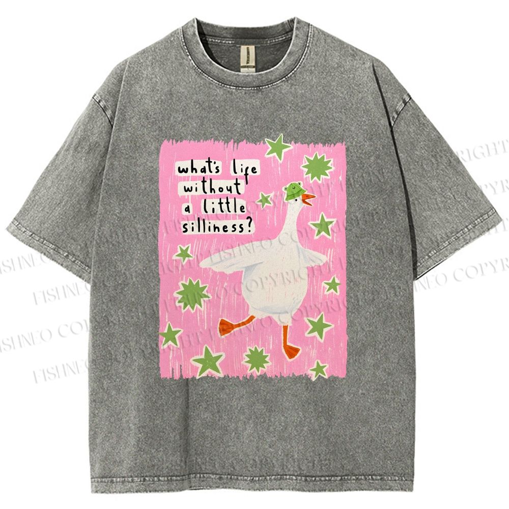 Unisex Silliness Goose Printed Washed Tee