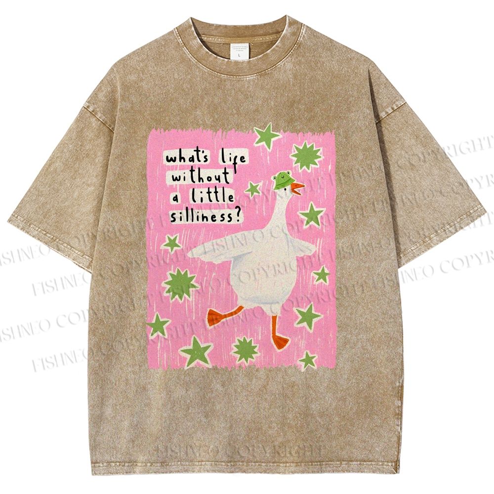 Unisex Silliness Goose Printed Washed Tee