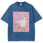 Unisex Silliness Goose Printed Washed Tee