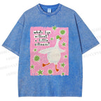 Unisex Silliness Goose Printed Washed Tee