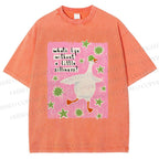 Unisex Silliness Goose Printed Washed Tee