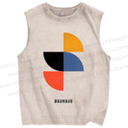 Unisex Bauhaus Geometry Printed Washed Tank Top