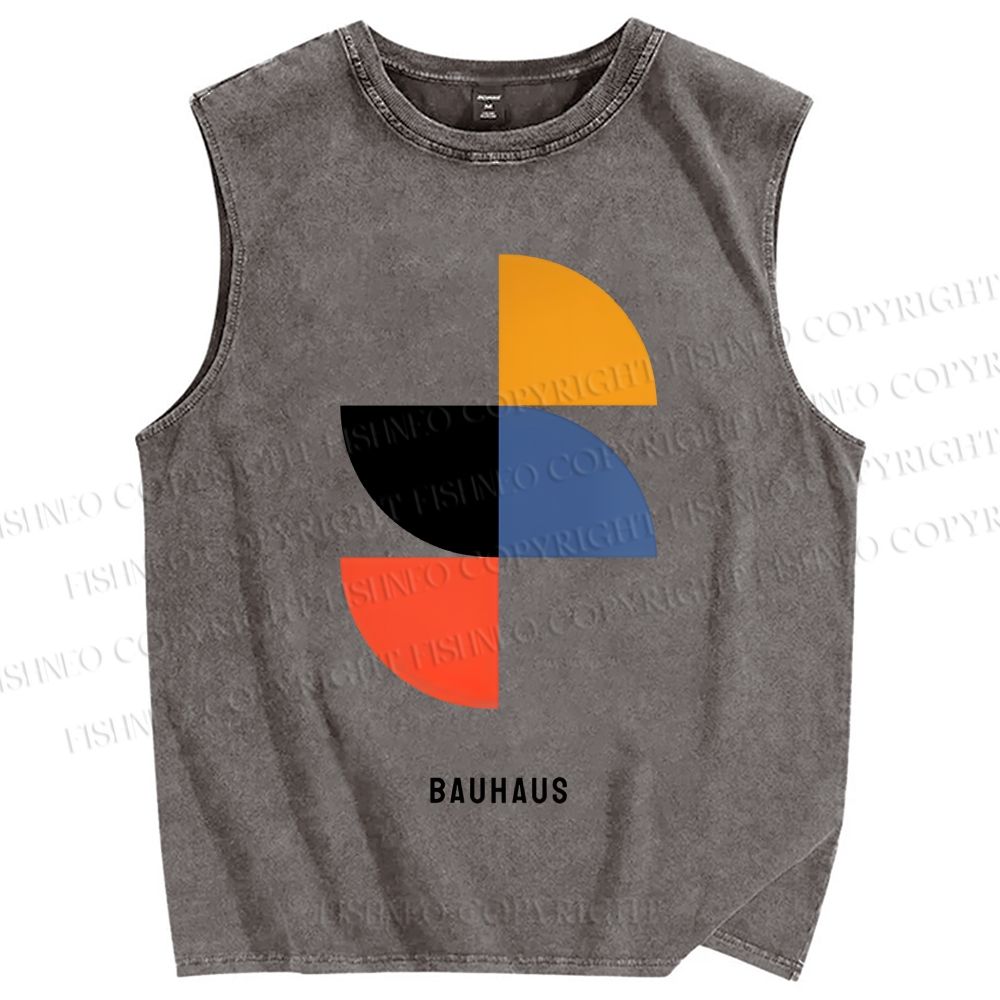 Unisex Bauhaus Geometry Printed Washed Tank Top