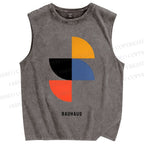 Unisex Bauhaus Geometry Printed Washed Tank Top