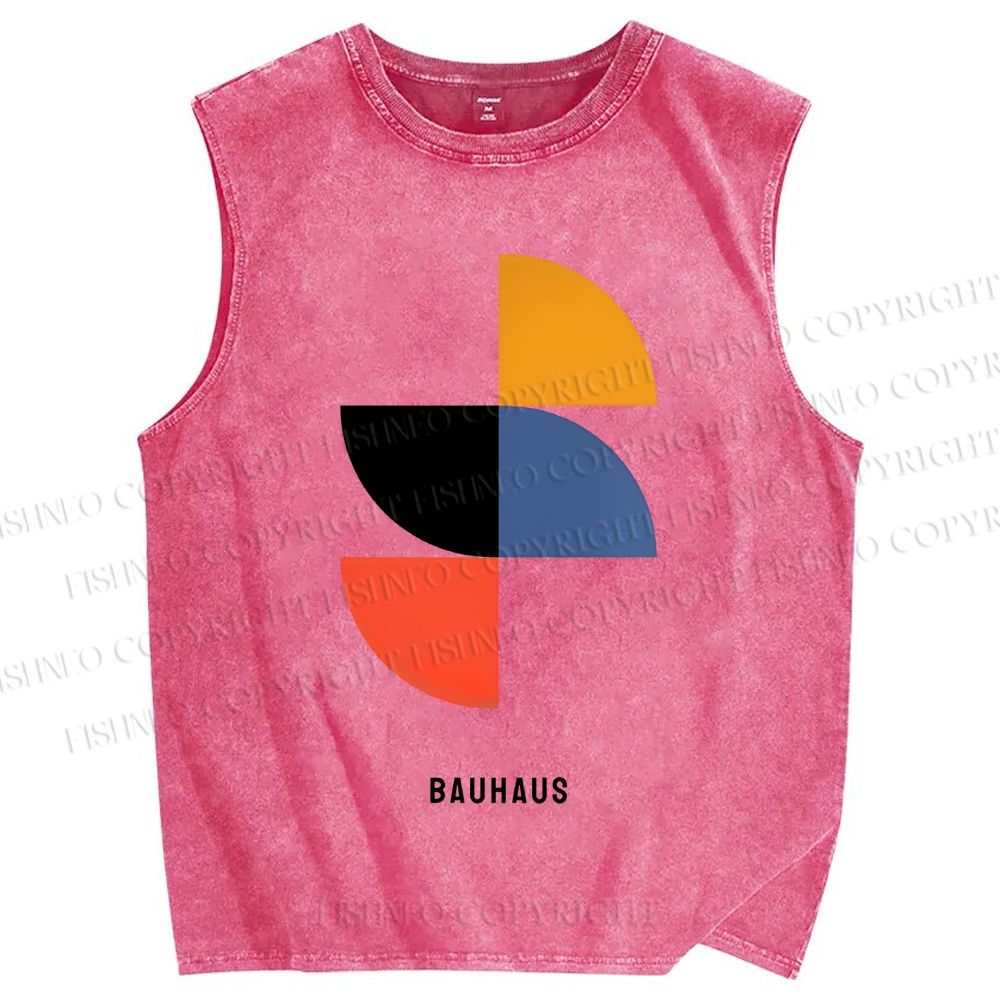 Unisex Bauhaus Geometry Printed Washed Tank Top