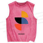 Unisex Bauhaus Geometry Printed Washed Tank Top