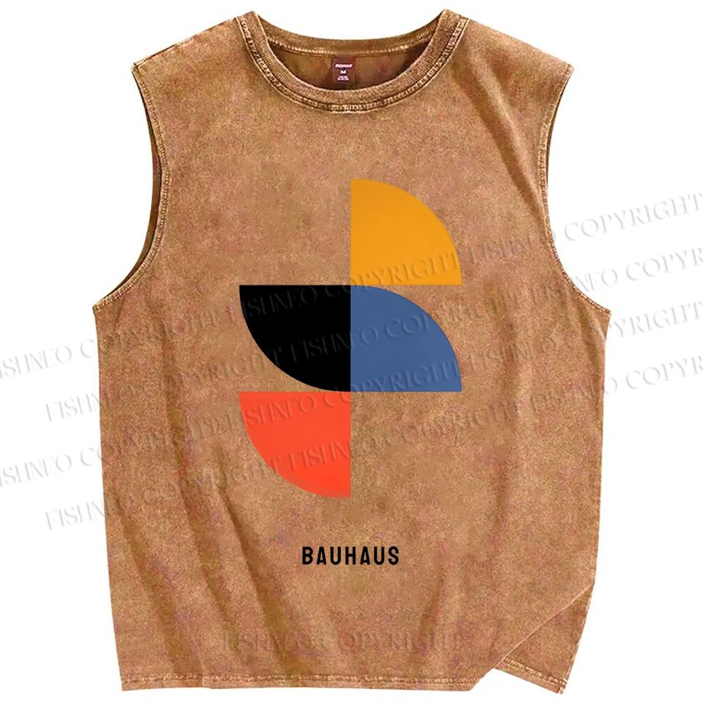 Unisex Bauhaus Geometry Printed Washed Tank Top