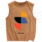 Unisex Bauhaus Geometry Printed Washed Tank Top