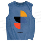 Unisex Bauhaus Geometry Printed Washed Tank Top