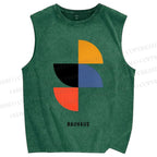 Unisex Bauhaus Geometry Printed Washed Tank Top