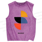 Unisex Bauhaus Geometry Printed Washed Tank Top