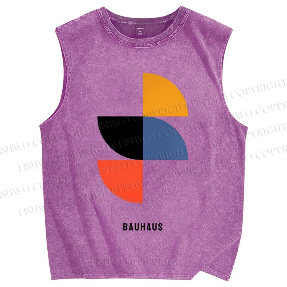Unisex Bauhaus Geometry Printed Washed Tank Top