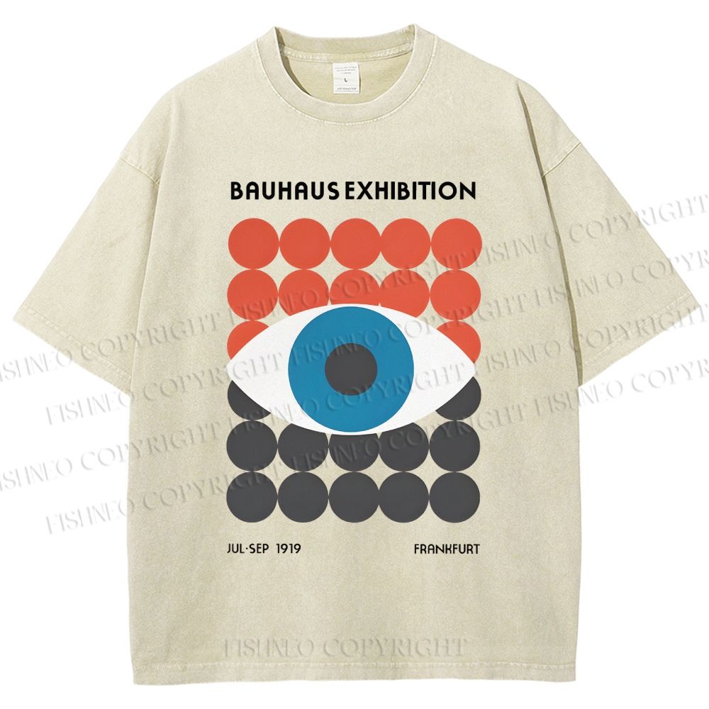 Unisex Bauhaus Geometric Eyes Printed Washed Tee