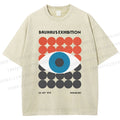 Unisex Bauhaus Geometric Eyes Printed Washed Tee
