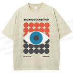 Unisex Bauhaus Geometric Eyes Printed Washed Tee
