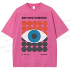Unisex Bauhaus Geometric Eyes Printed Washed Tee