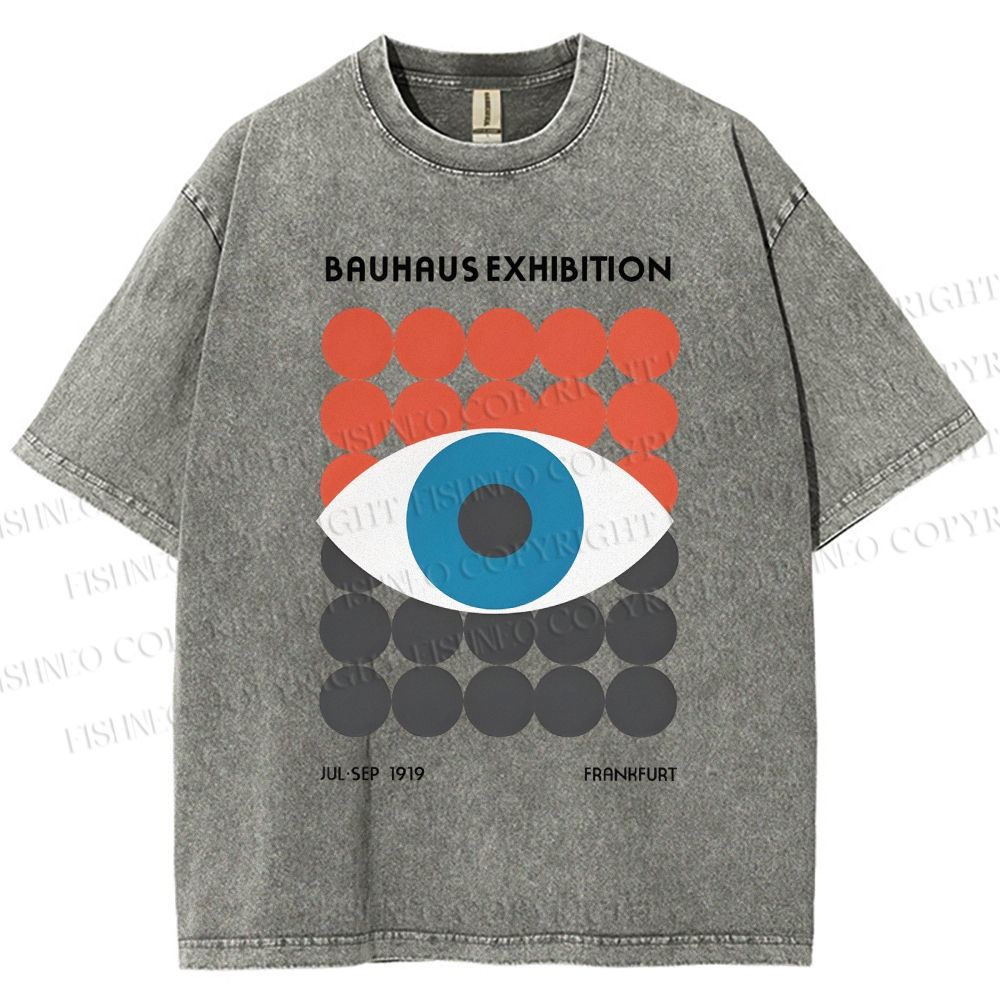 Unisex Bauhaus Geometric Eyes Printed Washed Tee